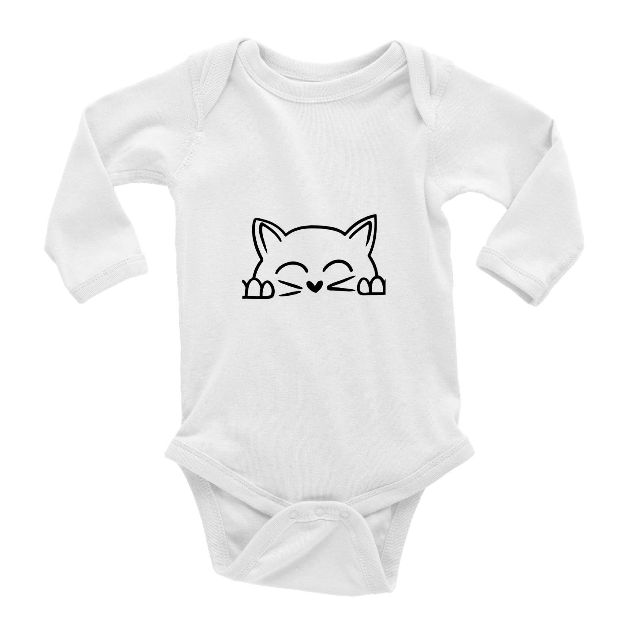 Peek-a-boo kitty Baby Long Sleeve Bodysuit