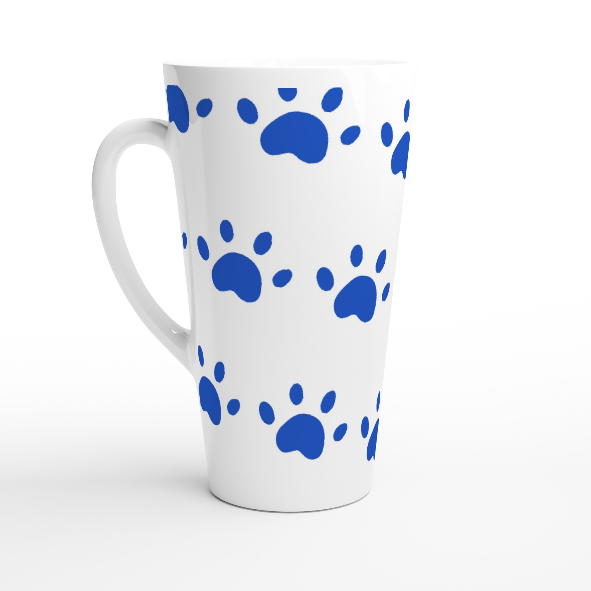 Blue Paw Print Latte 17oz Ceramic Mug