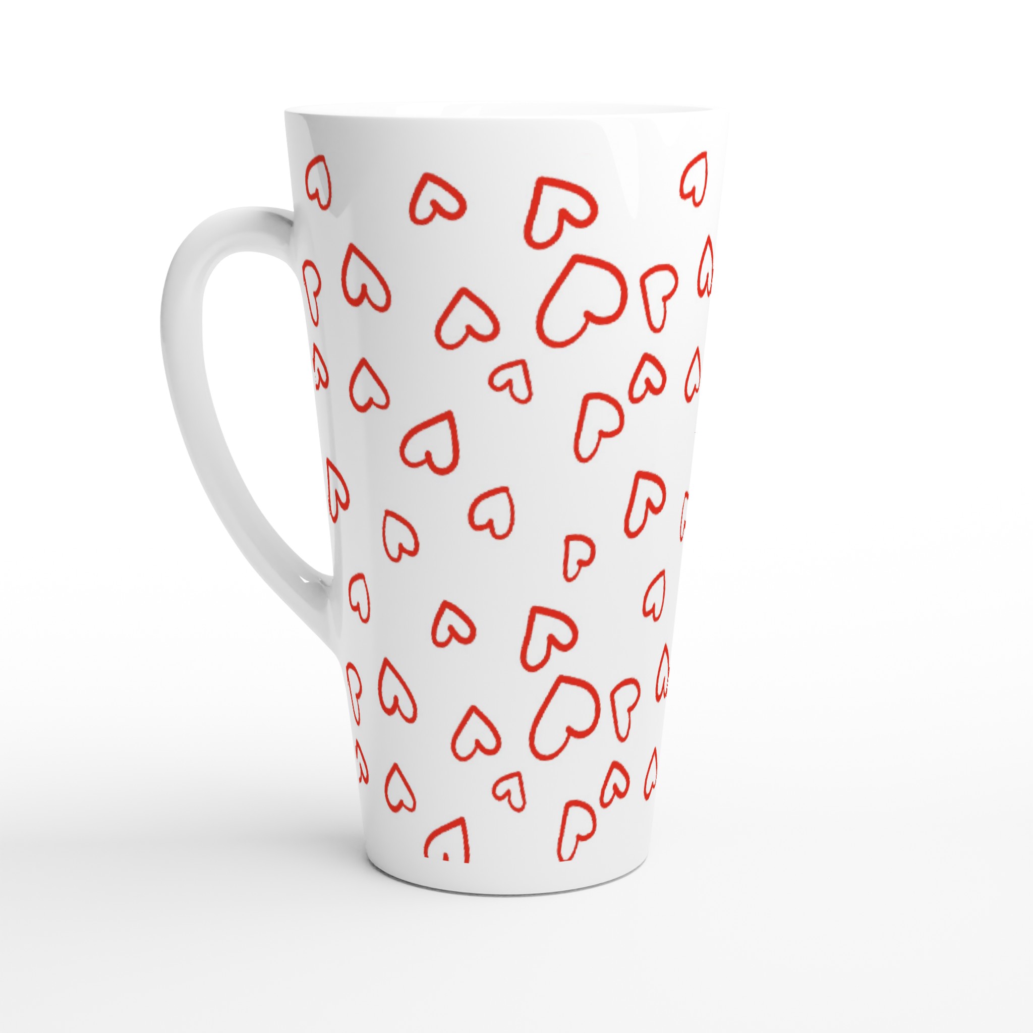 Red Love Heart Latte 17oz Ceramic Mug