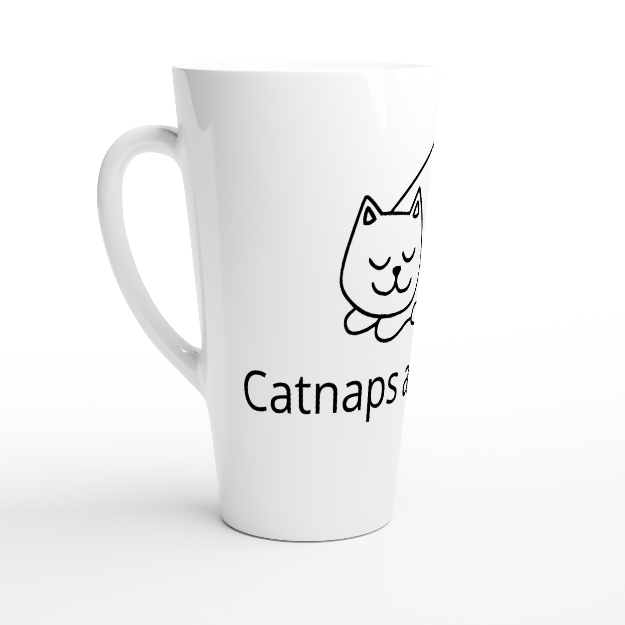 White Latte 17oz Ceramic Mug - Catnaps and Coffee Design