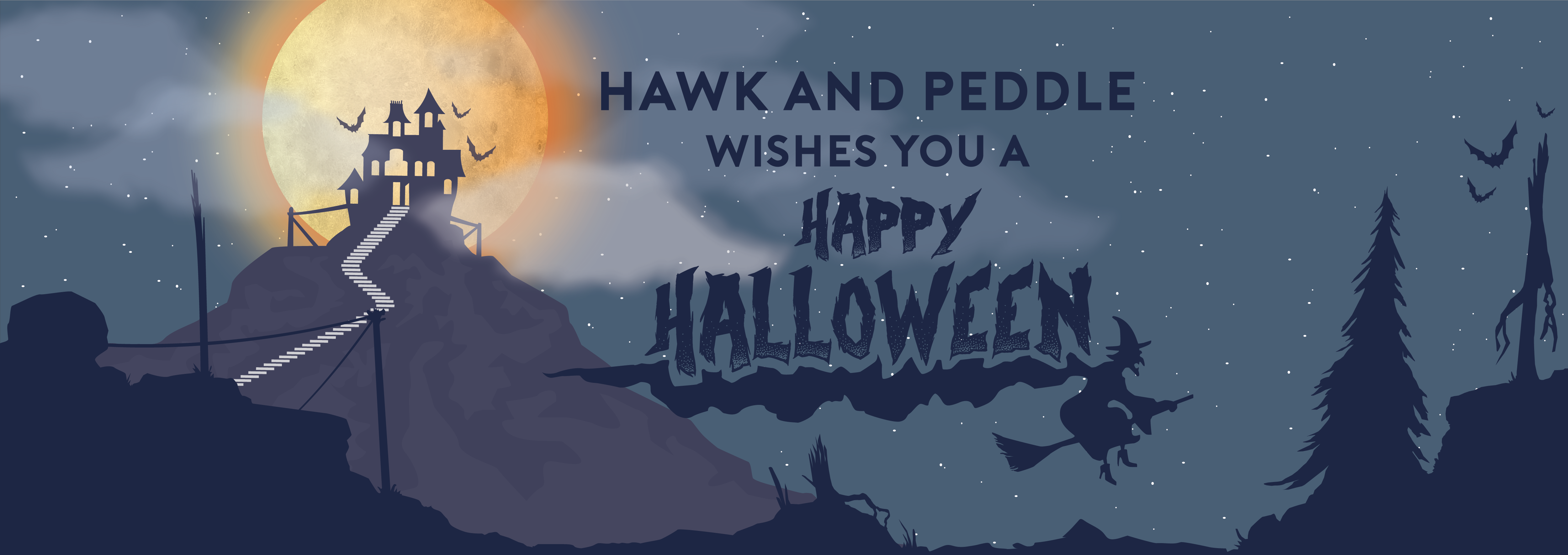 Happy Halloween from Hawk and Peddle. Slider banner.