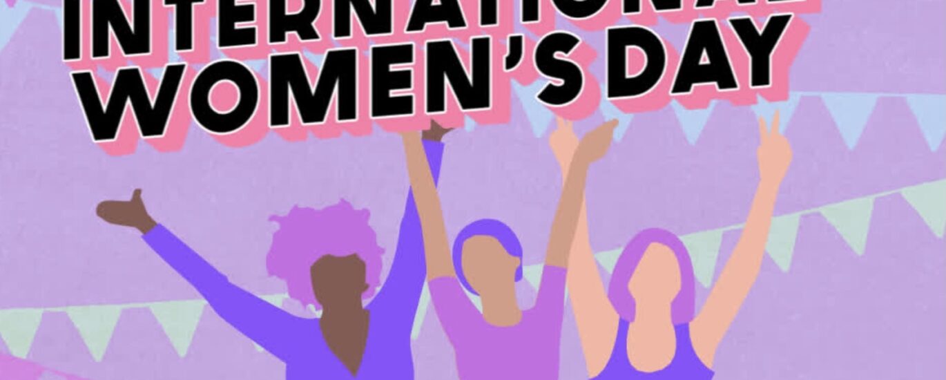 International Women’s Day 2024 showing 3 illustrated women in purples and pinks