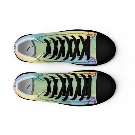 Women’s rainbow striped high top canvas shoes