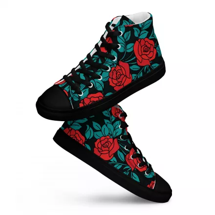 Women’s rose print high top canvas shoes