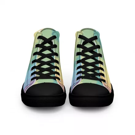 Women’s rainbow striped high top canvas shoes