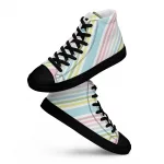 Women&rsquo;s pastel striped high top canvas shoes