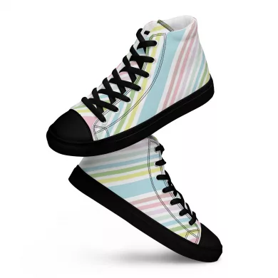 Women’s pastel striped high top canvas shoes