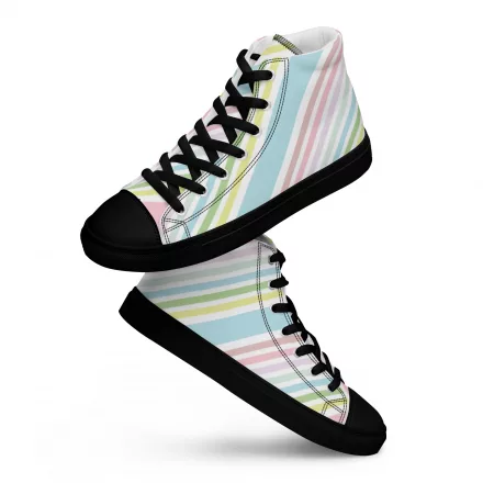 Women’s pastel striped high top canvas shoes Women’s pastel striped high top canvas shoes