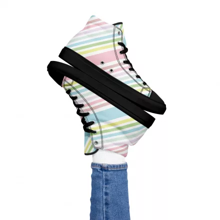 Women’s pastel striped high top canvas shoes Women’s pastel striped high top canvas shoes