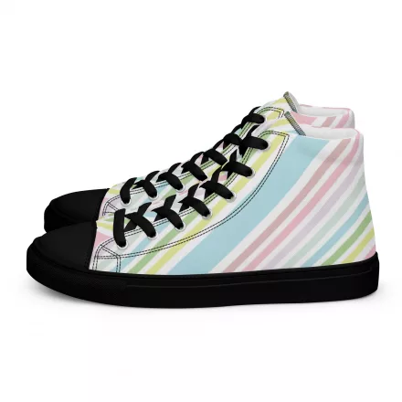 Women’s pastel striped high top canvas shoes Women’s pastel striped high top canvas shoes