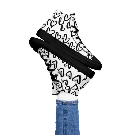 Women’s Heart Monochrome high top canvas shoes