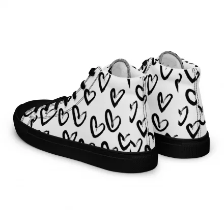 Women’s Heart Monochrome high top canvas shoes