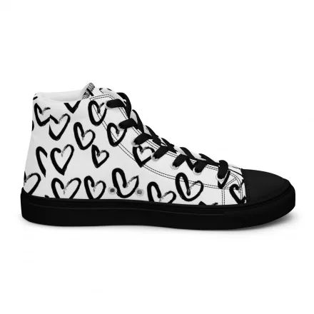 Women’s Heart Monochrome high top canvas shoes