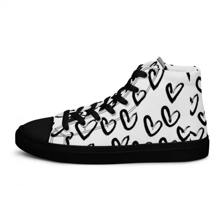 Women’s Heart Monochrome high top canvas shoes