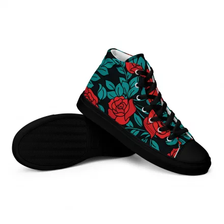 Women’s rose print high top canvas shoes