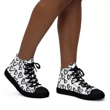 Women’s Heart Monochrome high top canvas shoes