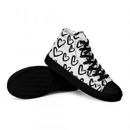 Women’s Heart Monochrome high top canvas shoes