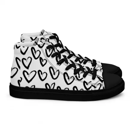 Women’s Heart Monochrome high top canvas shoes