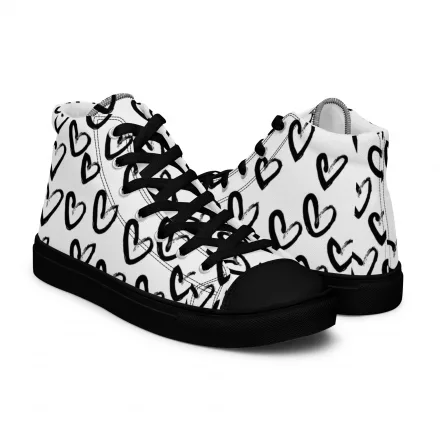 Women’s Heart Monochrome high top canvas shoes