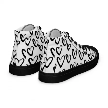 Women’s Heart Monochrome high top canvas shoes
