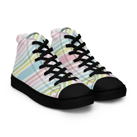 Women’s pastel striped high top canvas shoes Women’s pastel striped high top canvas shoes