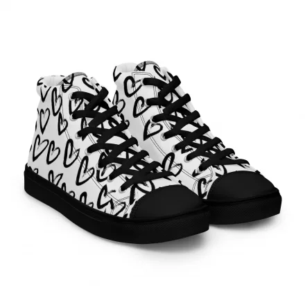 Women’s Heart Monochrome high top canvas shoes