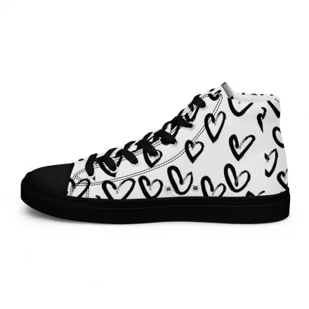Women’s Heart Monochrome high top canvas shoes