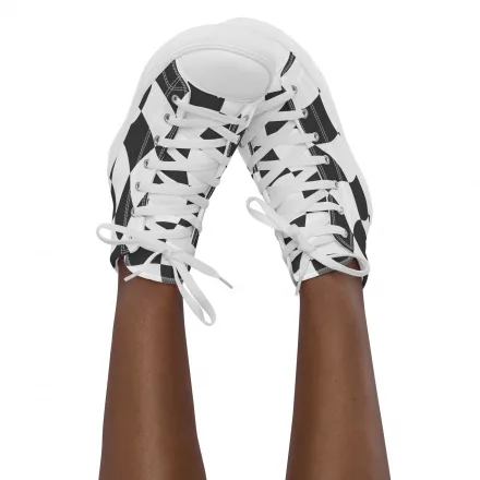 Women’s chequered high top canvas shoes
