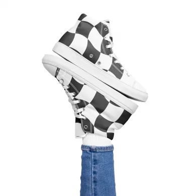 Women’s chequered high top canvas shoes