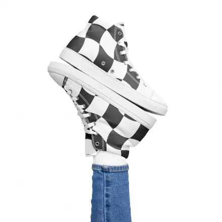 Women’s chequered high top canvas shoes