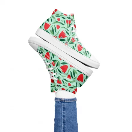Women’s flower high top canvas shoe