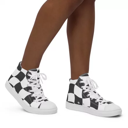 Women’s chequered high top canvas shoes