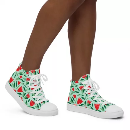Women’s flower high top canvas shoe