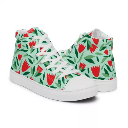 Women’s flower high top canvas shoe