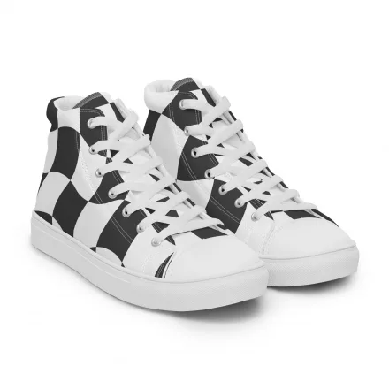 Women’s chequered high top canvas shoes